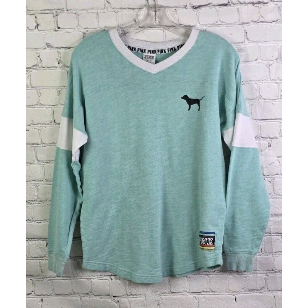 Pink Victoria Secret Women's XS Teal Long Sleeve Shirt